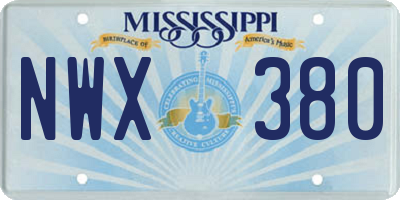 MS license plate NWX380