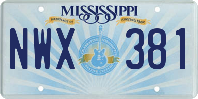 MS license plate NWX381