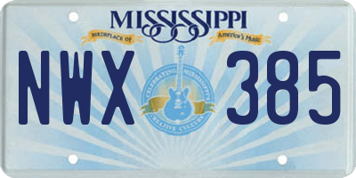 MS license plate NWX385