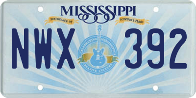MS license plate NWX392