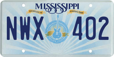 MS license plate NWX402