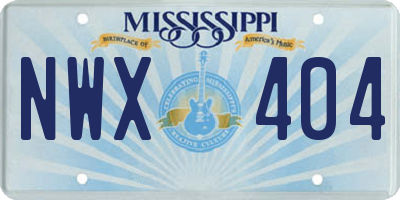 MS license plate NWX404