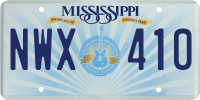MS license plate NWX410