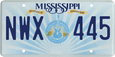 MS license plate NWX445