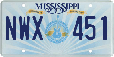 MS license plate NWX451