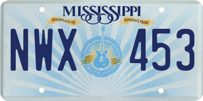 MS license plate NWX453