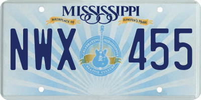 MS license plate NWX455
