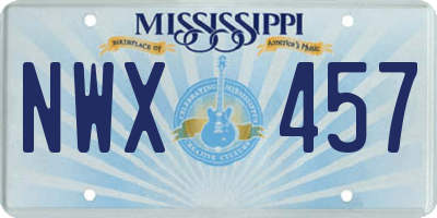 MS license plate NWX457
