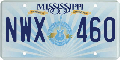 MS license plate NWX460