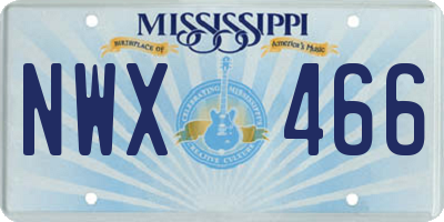 MS license plate NWX466