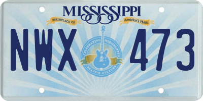 MS license plate NWX473