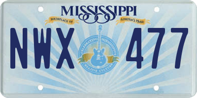MS license plate NWX477