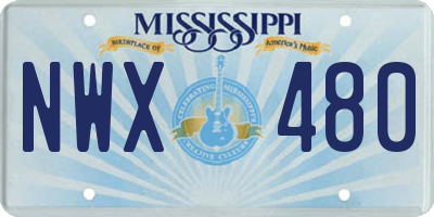 MS license plate NWX480