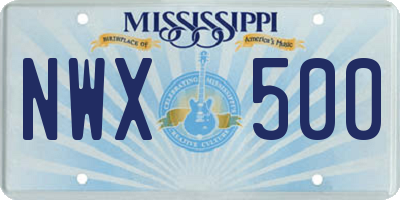MS license plate NWX500