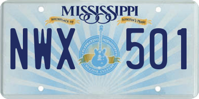 MS license plate NWX501