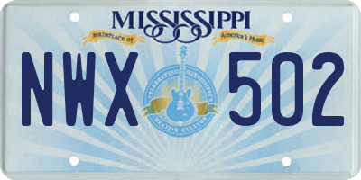 MS license plate NWX502