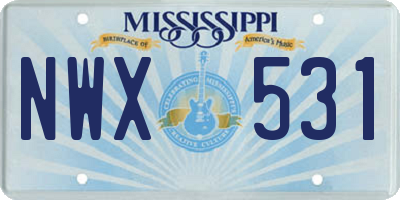 MS license plate NWX531