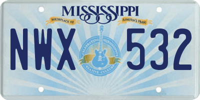 MS license plate NWX532