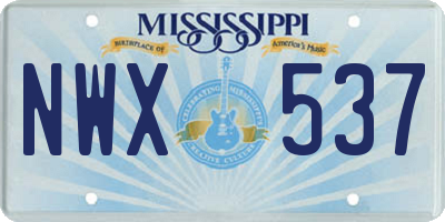 MS license plate NWX537