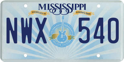 MS license plate NWX540