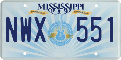 MS license plate NWX551