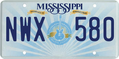 MS license plate NWX580