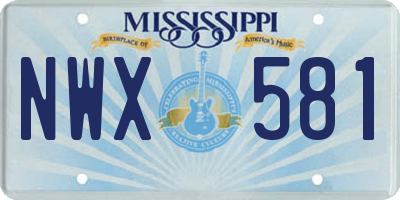 MS license plate NWX581