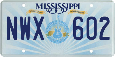 MS license plate NWX602