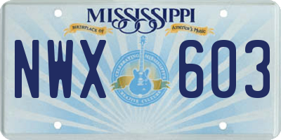MS license plate NWX603