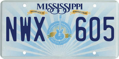 MS license plate NWX605