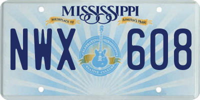 MS license plate NWX608