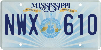 MS license plate NWX610