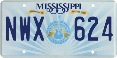 MS license plate NWX624
