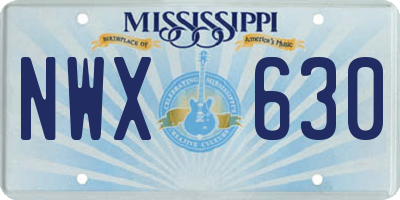 MS license plate NWX630