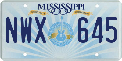 MS license plate NWX645