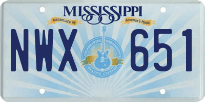 MS license plate NWX651