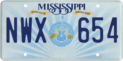 MS license plate NWX654