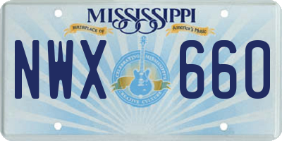 MS license plate NWX660
