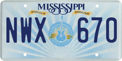 MS license plate NWX670