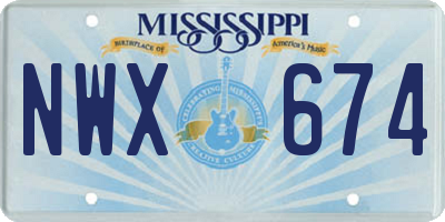 MS license plate NWX674