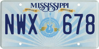 MS license plate NWX678