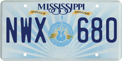 MS license plate NWX680