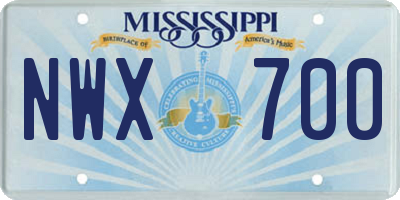 MS license plate NWX700