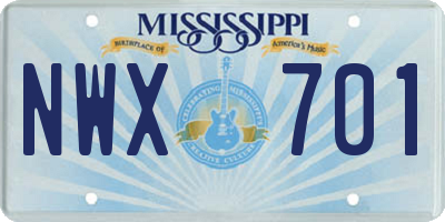 MS license plate NWX701