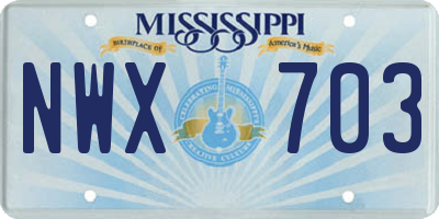 MS license plate NWX703