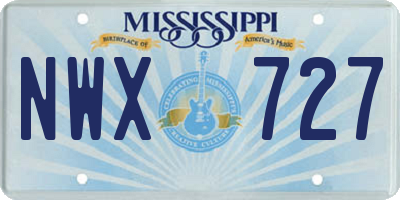 MS license plate NWX727