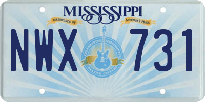 MS license plate NWX731