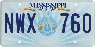 MS license plate NWX760