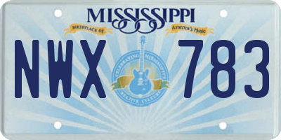 MS license plate NWX783