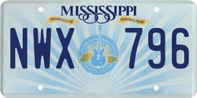 MS license plate NWX796